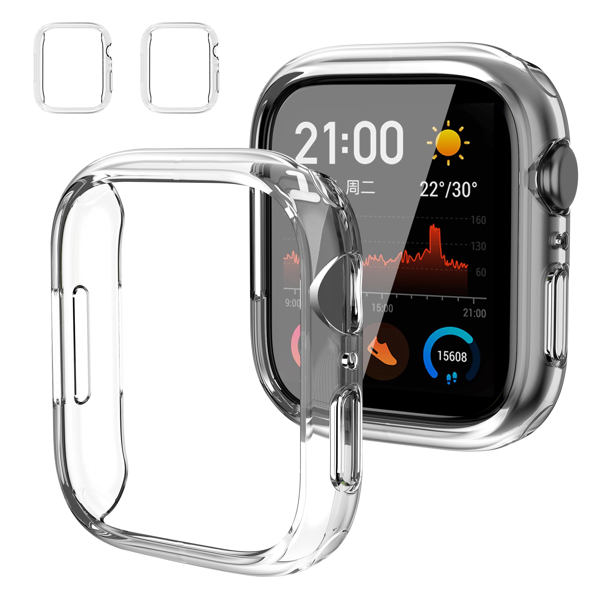Photo 1 of Gshine 2 Pack Soft TPU Case with HD Film Screen Protector Compatible with Apple Watch Series 9, 8, 7 (41mm), Scratch Resistant Cover for iWatch 41mm (Clear/Clear)