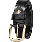 TYWestyles 1.3‘' Womens Leather Belt for Jeans Pants with Gold Buckle