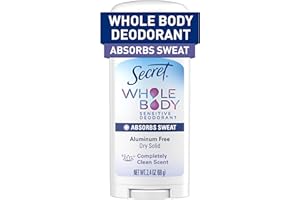 Secret Whole Body Deodorant Dry Feel Stick + Absorbs Sweat for Women, Naturally Derived Ingredients, Completely Clean Scent, Aluminum Free Deodorant Stick, 72 HR Odor Protection, 2.4 oz