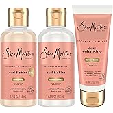 SheaMoisture Travel Essentials Hair Care Bundle, Coconut & Hibiscus Curl & Shine Shampoo & Conditioner + Curl Enhancing Smoothie for Bouncy Curls, Frizz Control, 3.2 Oz Ea