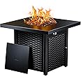 Ciays Propane Fire Pits 28 Inch Outdoor Gas Fire Pit, 50,000 BTU Steel Fire Table with Lid and Lava Rock, Add Warmth and Ambience to Gatherings and Parties On Patio Deck Garden Backyard