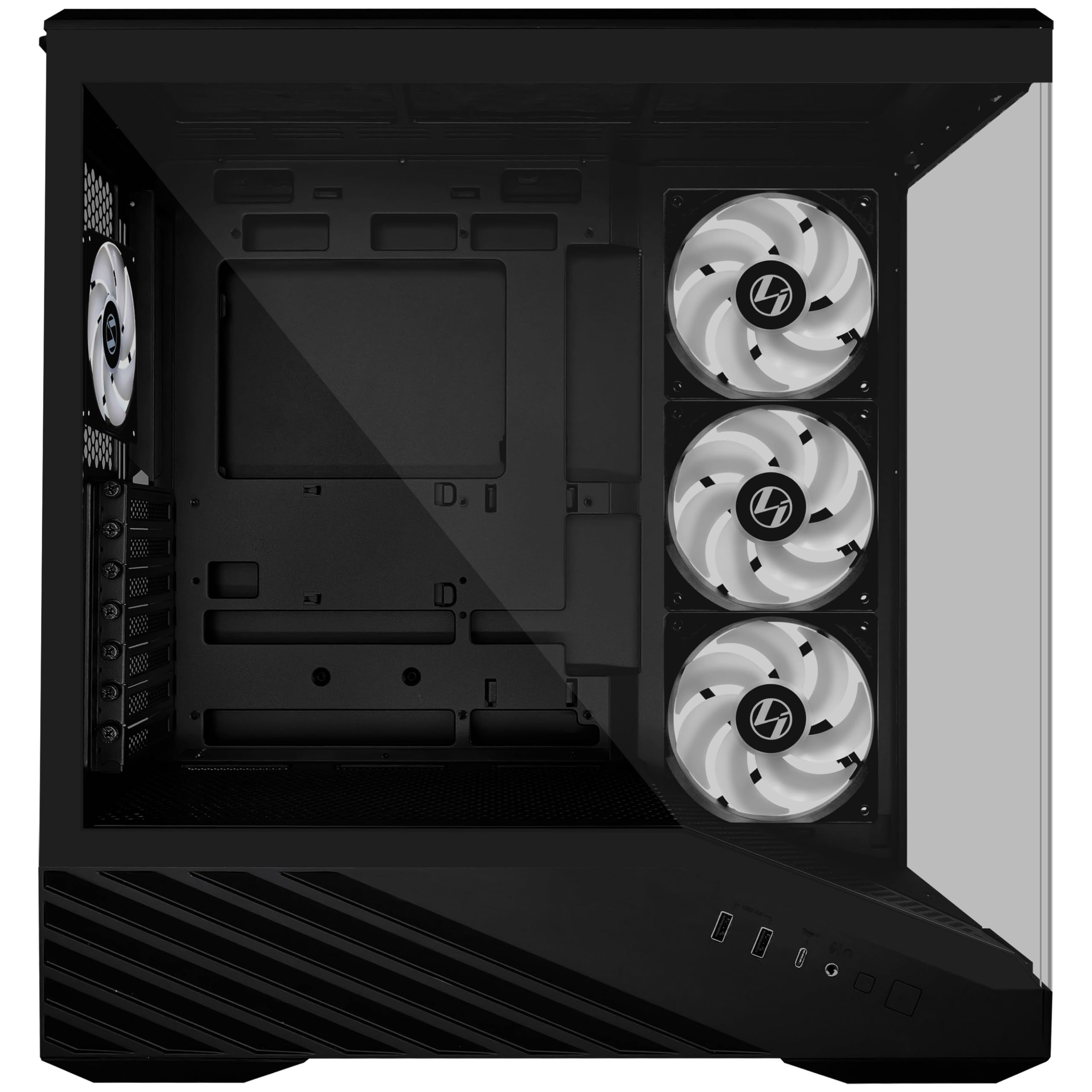 Lian Li V100 Mid Tower Case – Black, Atx Support, Mesh Front Panel, Tempered Glass, Usb-C, Tool-Free Side Panel - View 7