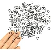 200pcs 8mm Mini Split Jump Ring with Double Loops Small Round Metal Black Key Rings Connectors for Making Handwork Charms Pendants Key Chains Ornaments DIY Crafts Accessories