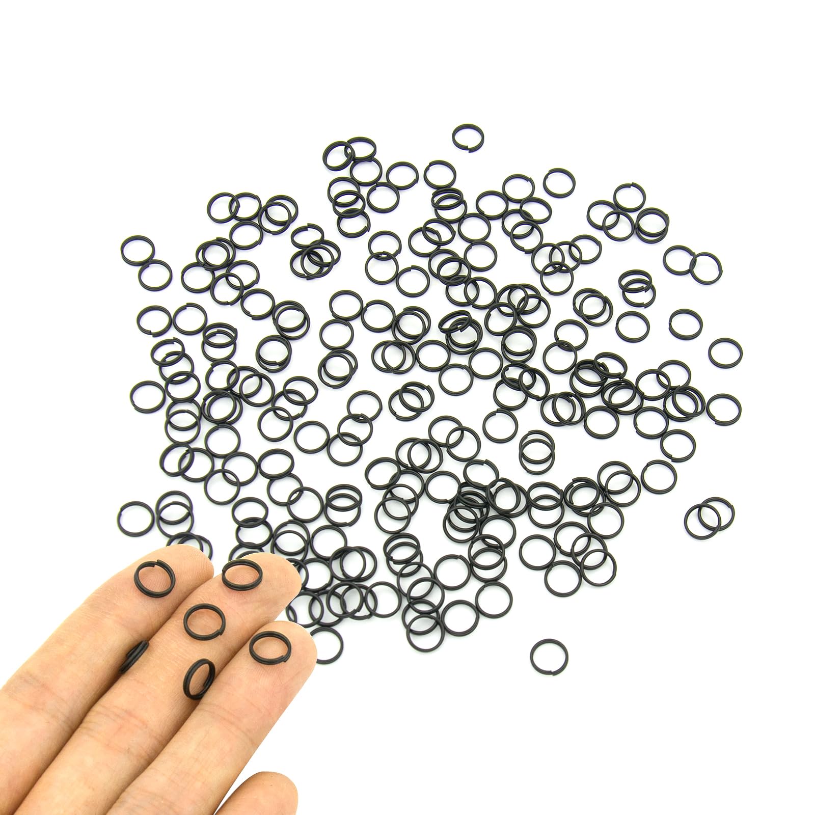 Photo 1 of 200pcs 8mm Mini Split Jump Ring with Double Loops Small Round Metal Black Key Rings Connectors for Making Handwork Charms Pendants Key Chains Ornaments DIY Crafts Accessories