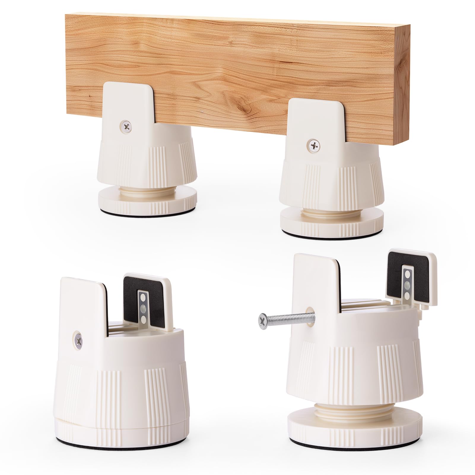 INOVASHON 4pcs Bed Risers with Screw Clamp, Desk Riser Blocks with Height Adjustable 2.4-3.1'', Furniture Risers fit Square/Round Chair Leg Diameter 0.3-1.9'', Chair Raisers Extenders for Sofa Table
