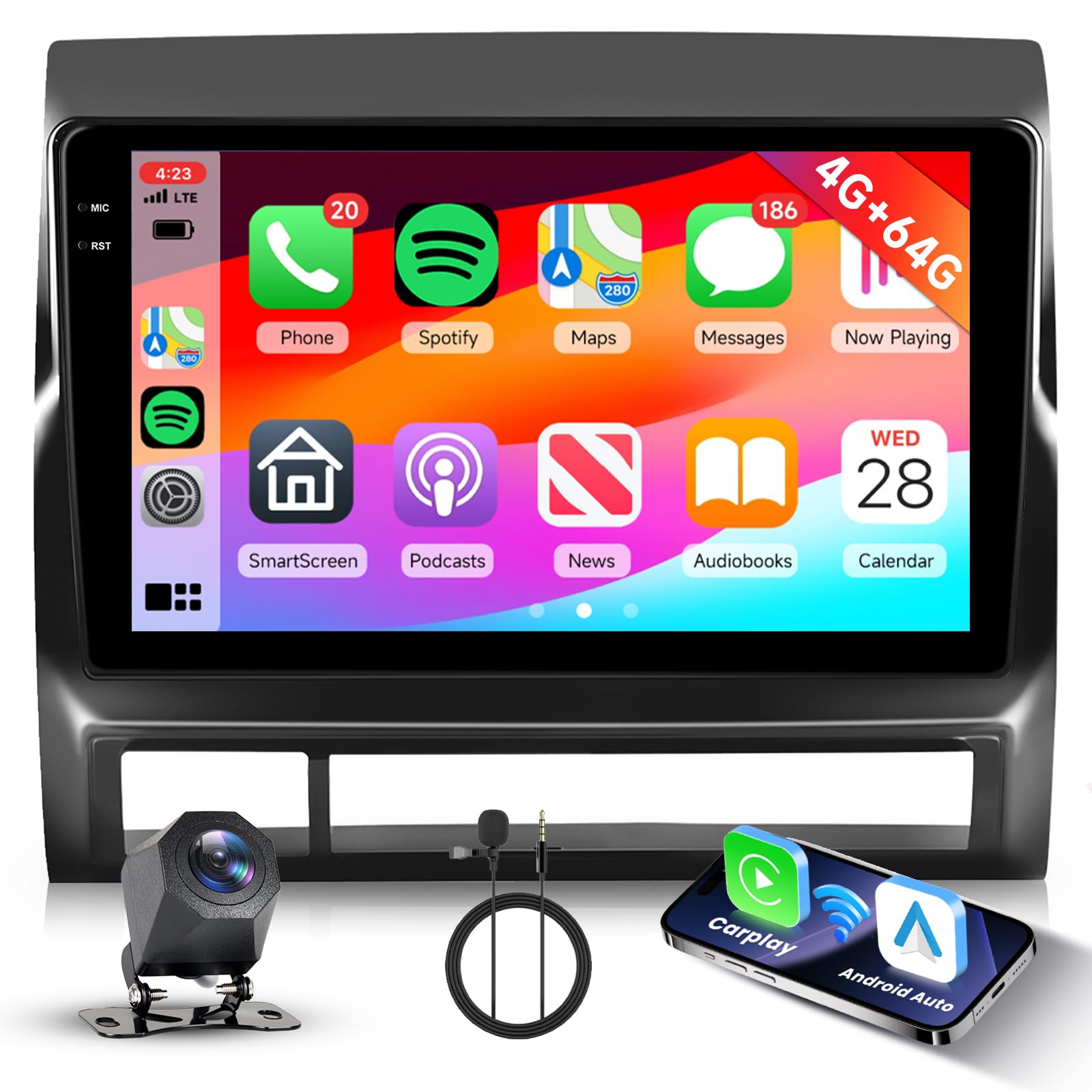 Photo 1 of [4G+64G] Stereo for Toyota Tacoma 2005-2015 Android Car Radio with Wireless Carplay Android Auto, Hodozzy 9 inch Touch Screen with GPS, Mirror Link, Bluetooth, WiFi, 32EQ, FM/RDS Radio