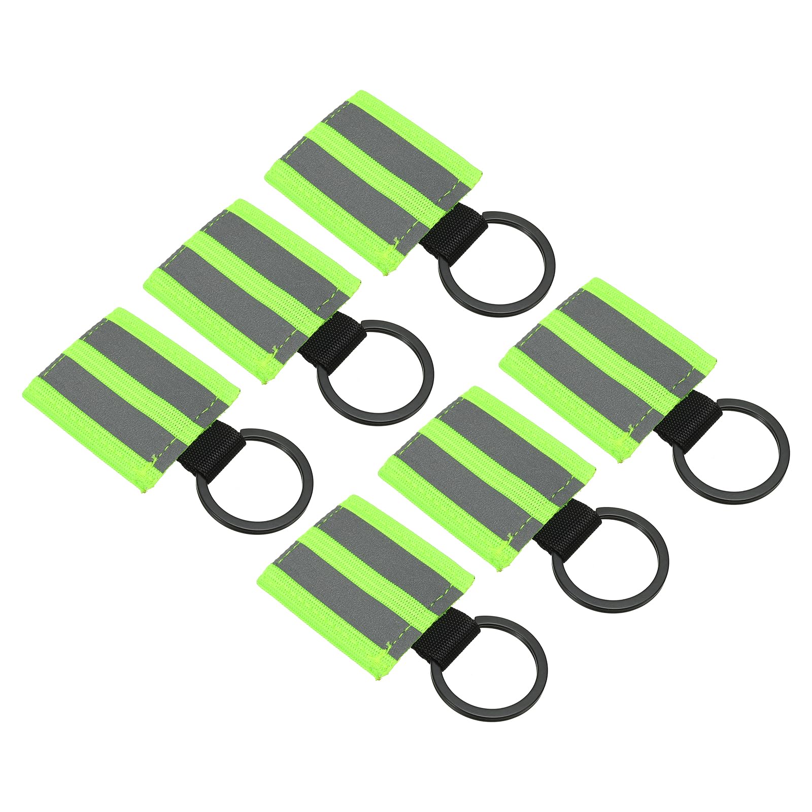 PATIKIL Reflective Keychain Tags, 6 Pack Reflective Zipper Pulls Nylon Keychain Night Visibility Reflectors Tags for Backpack Pendant Dog Collar, Fluorescent Green