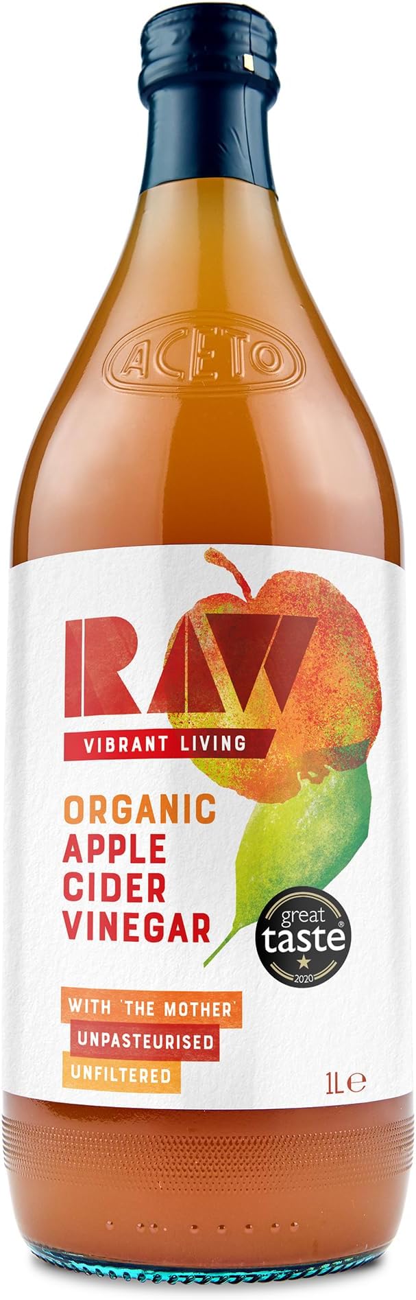 Raw Vibrant Living Organic Apple Cider Vinegar with the Mother 1L