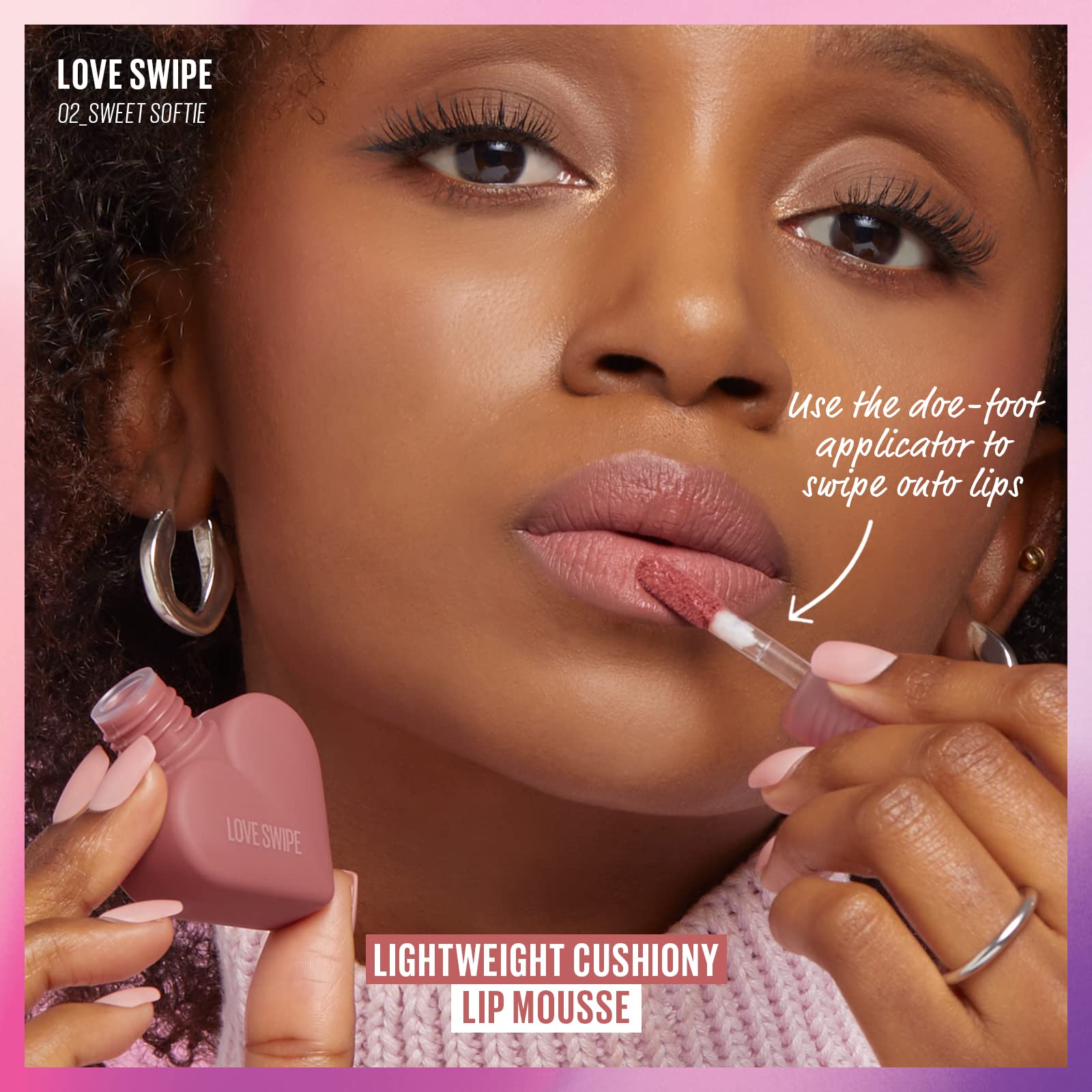 Kaja Lip Mousse - Love Swipe 01 Call Me | with Raspberry Seed Oil and Vitamin E, Buildable, Blendable, Moisturizing, Velvet Finish, Weightless Texture, Deep Shades, Vivid Color, Long Lasting, 0.22 Oz