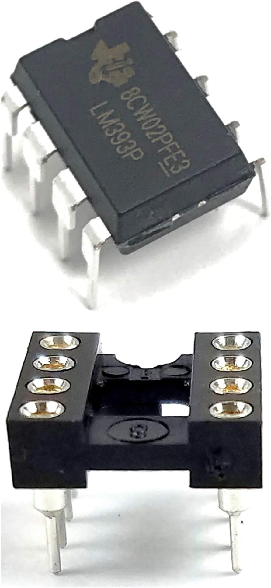 LM393P LM393 IC Dual Differential Comparator & 8-Pin DIP Sockets with Machined Contact Pins Breadboard-Friendly (Pack of 5)