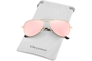 GLEYEMOR Kids Polarized Aviator Sunglasses for Little Girls Boys Juniors Teenagers, Two Sizes 50MM 52MM