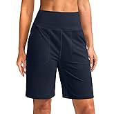 G Gradual Bermuda Shorts for Women 9" High Waisted 2 Big Pockets Long Knee Length Shorts for Workout Athletic Casual Summer