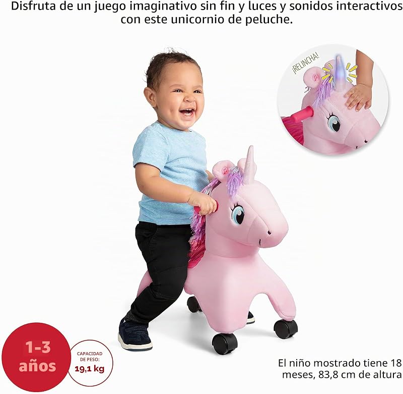 Shimmer The Magical Touch Unicorn con Luces y Sonidos interactivos, Rosa, de 1 a 3 años