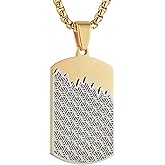 HZMAN Stainless Steel Two Colors Dog Tag Pendant Neckalce for Men 22+2In Chain