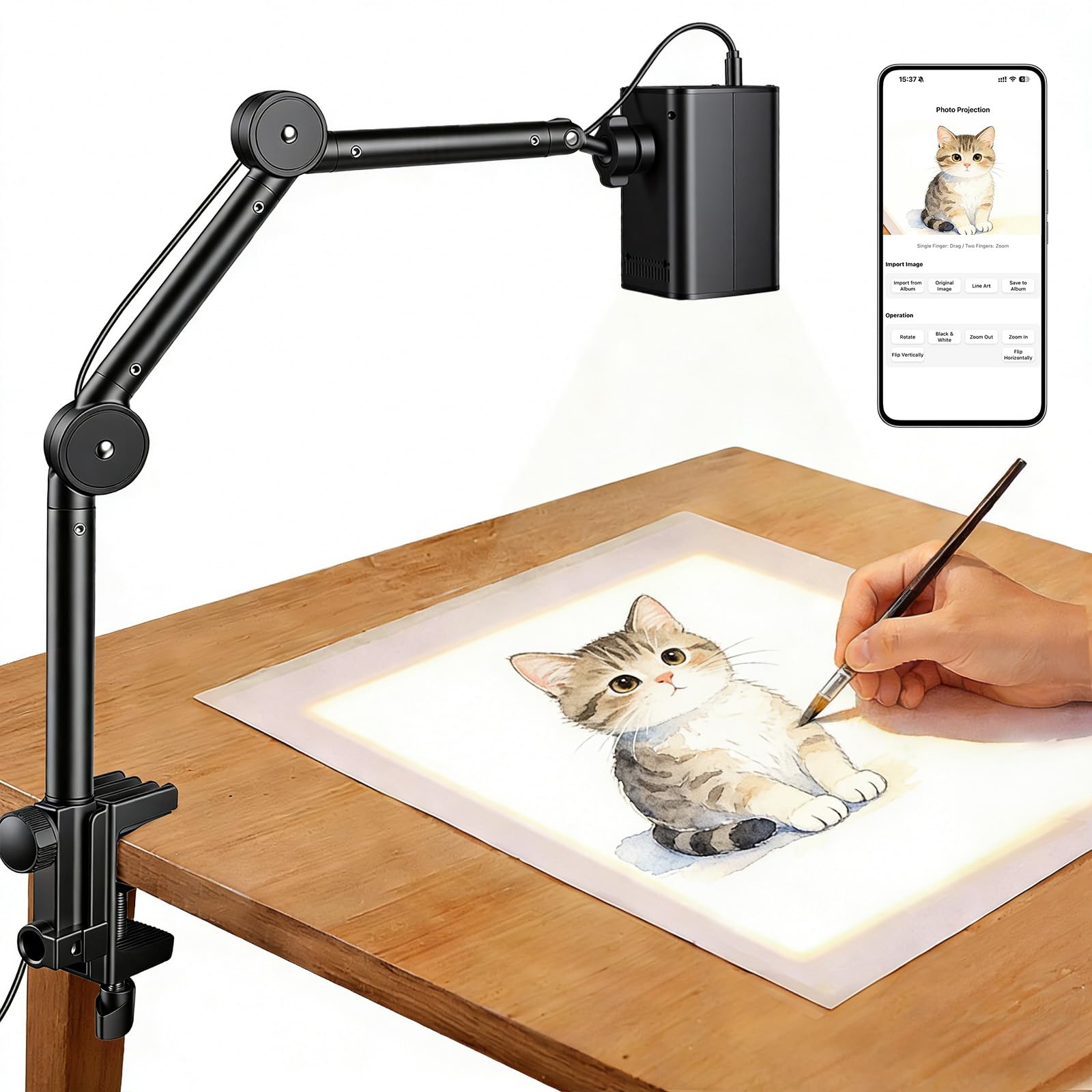 Photo 1 of Art Projector for Tracing with Adjustable Stand, Web-Based Control No App Needed, Drawing Projector Works with iOS/Android, Great for Beginners, Craft Lovers or Kids