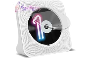 Portable CD Player - Homlab Bluetooth Desktop CD Player with Speakers, Dust Cover, FM Radio, Anti-Skip Protection, Music Player Home Audio Boombox with LCD Display, Remote, Aux Input