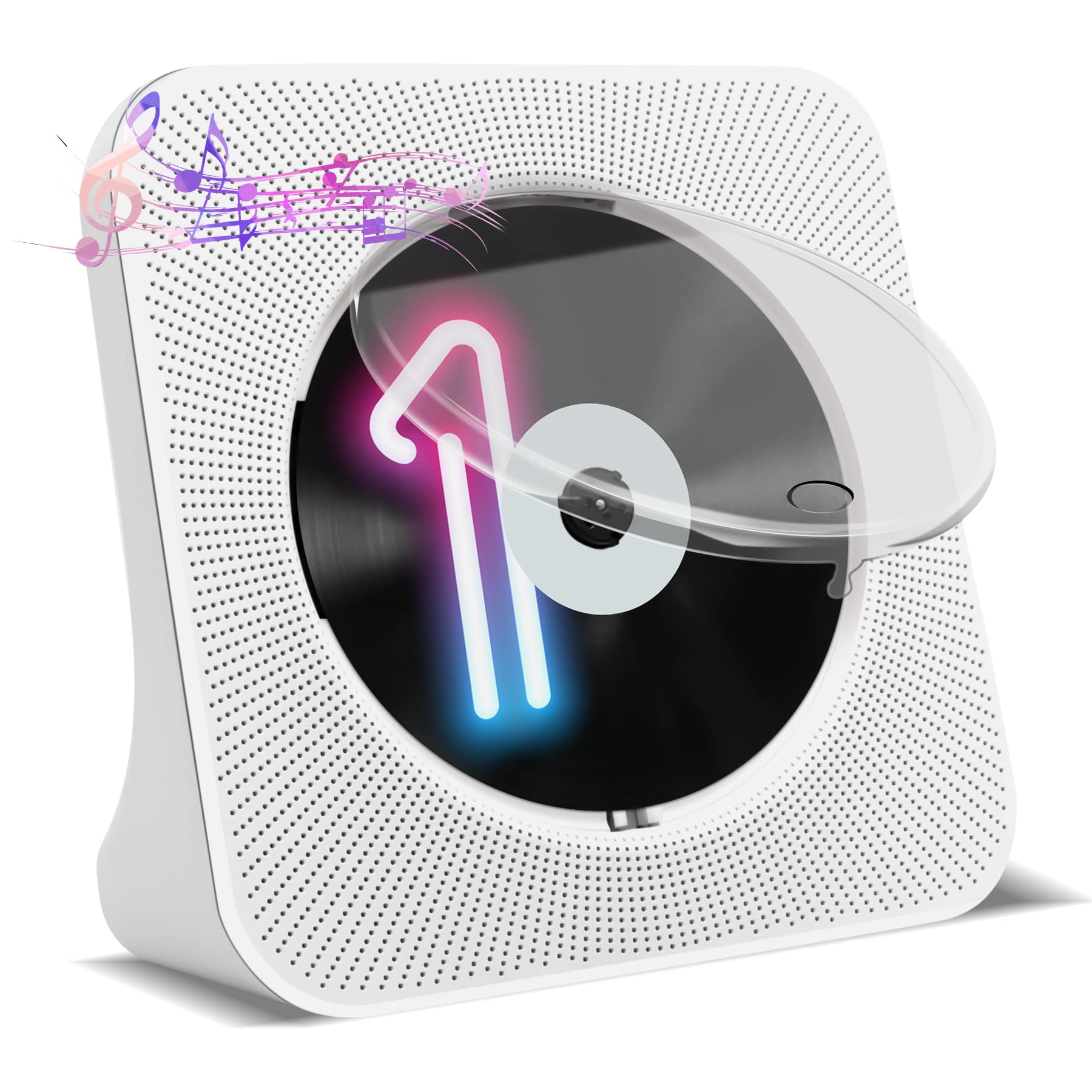 Photo 1 of Portable CD Player - Homlab Bluetooth Desktop CD Player with Speakers, Dust Cover, FM Radio, Anti-Skip Protection, Music Player Home Audio Boombox with LCD Display, Remote, Aux Input