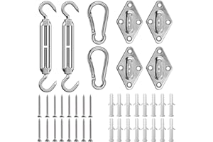 AUMAYCO Shade Sail Hardware Kit Heavy Duty 40 Piece, M5 Awning Attachment Set for Triangle Square, Rectangle Sun Shade Sail Fixing Accessories Stainless Steel, for Patio Garden Yard Lawns Pools