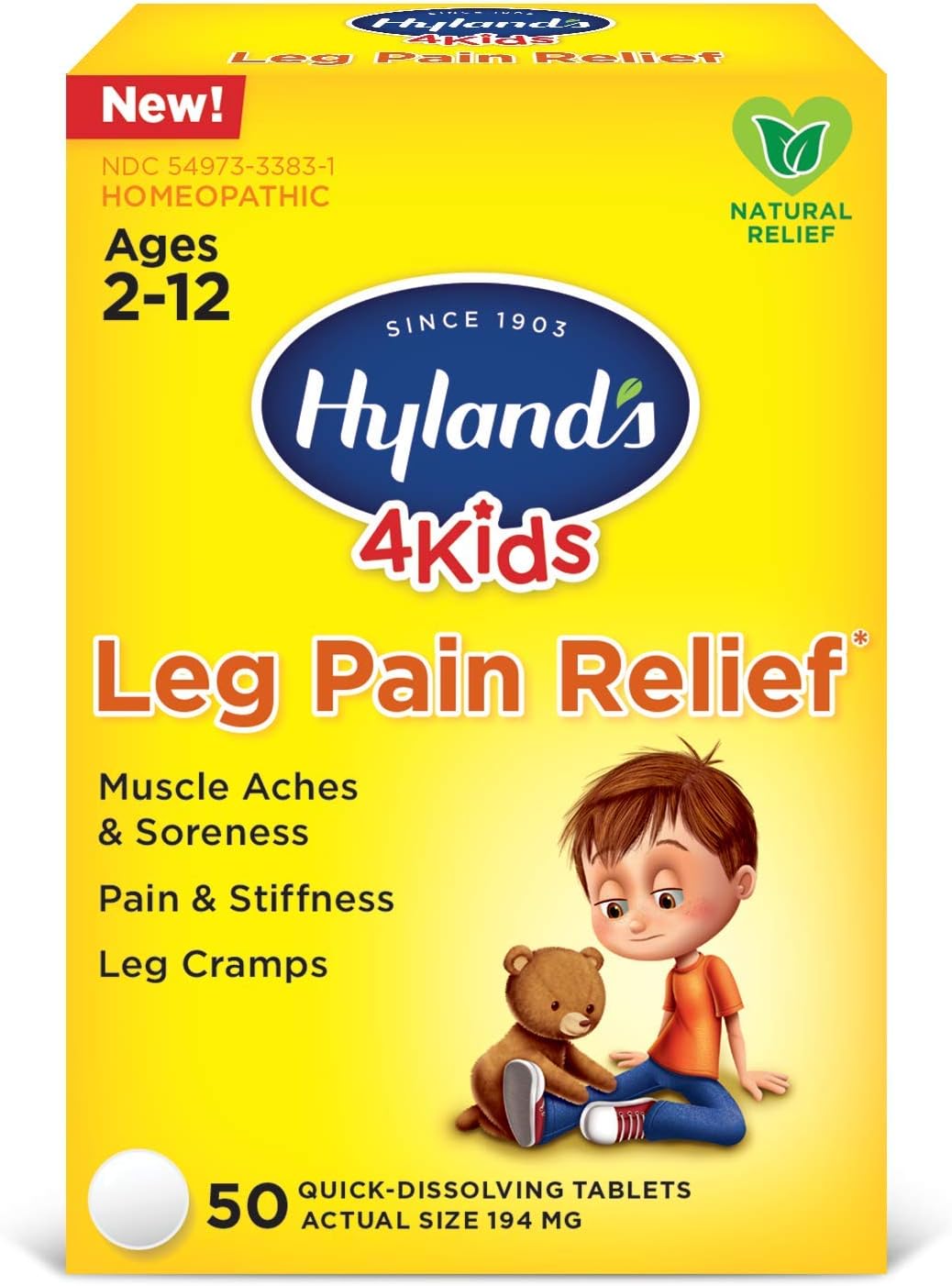 Amazon Com Hyland S 4 Kids Leg Pain Relief Natural Relief Of Muscle Aches Soreness Stiffness Leg Cramps 50 Tablets Beauty