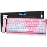 Womier 60% Keyboard QMK/VIA, Pink Gaming Mechanical Keyboard Creamy | Hot Swappable Gasket Mount RGB Wired Jade Keyboard, Jelly Keycaps POM Linear Switch for Windows/MAC(VK66 PRO Jelly)