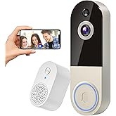1080p Wireless Doorbell Camera, AI Human Detection, 2-Way Audio, Night Vision, Cloud Storage (Sold Separately), Real-Time Ale