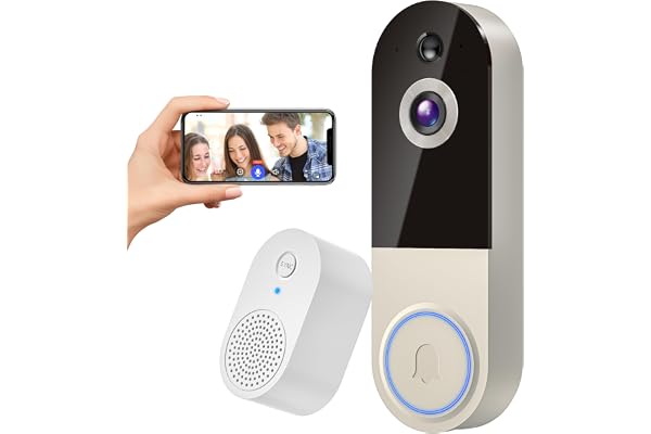 1080p Wireless Doorbell Camera, AI Human Detection, Pet Camera, 2-Way Audio, Night Vision, Cloud Storage (Sold Separately), R