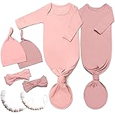 2 Pack Soft Knotted Baby Gowns Clothes 0-3 Months, Super Soft Newborn Sleepers for Coming Home Outfit