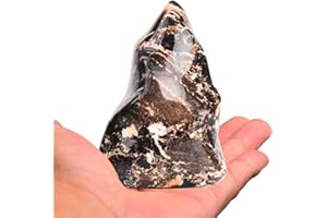 AMOYSTONE Black Opal Flame Shaped Stone Towers Large Healing Crystal Quartz Home Decor 0.6-1.0LBS