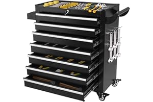 Cyphyja Rolling Tool Chest Box 7-Drawer Cart with Wheels & Drawers, Toolbox Organizer Storage for Garage, Suitable for Moving/Gift/Daily Use