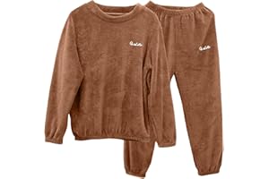 Coral Fuzzy Pajama Set for Men Sherpa Print Elastic Waist Loungewear Solid Fluffy Plush Joggers Pjs Thicken Warm Winter Set