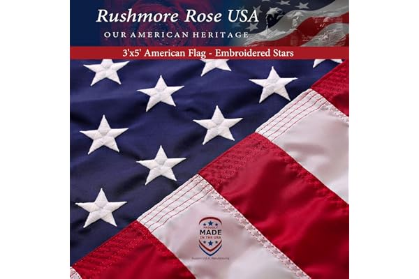 American Flag Made in USA | American Flags for Outside 3X5 | Premium US Flag 3X5 Heavy Duty Outdoor with Embroidered Stars an