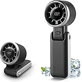 Lilampts Portable Handheld Turbo Fan with Digital Display and 180° Folding Design, 5 Speeds Adjustable USB Rechargeable Hand Held Personal Fan for Travel, Outdoor, Summer Gifts for Women Men(Black)