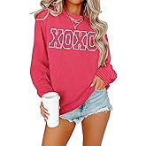 MNLYBABY Valentines Sweatshirt Women Valentine Shirt: Love Heart Shirts Casual Lightweight Long Sleeve Top
