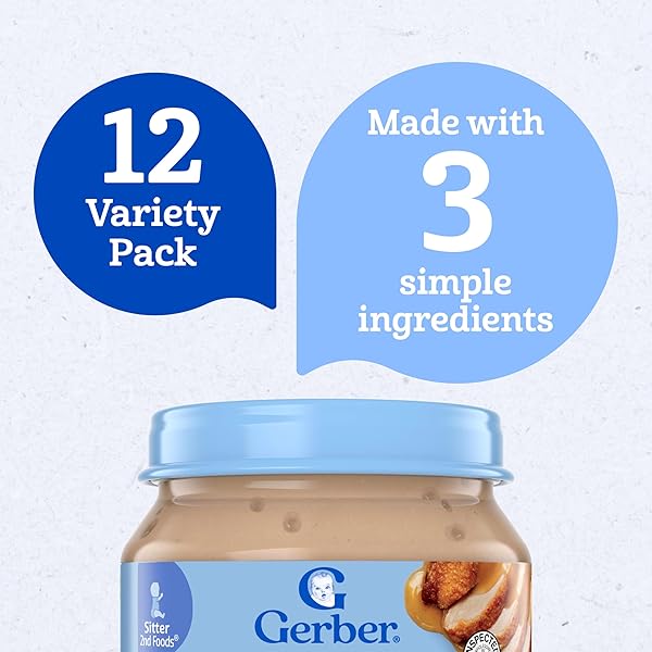GERBER BABY FOODS 2ND FOODS MEAT VARIETY PACK, CHICKEN & TURKEY, MEALTIME FOR BABY, 2.5 OUNCE JAR (PACK OF 12)