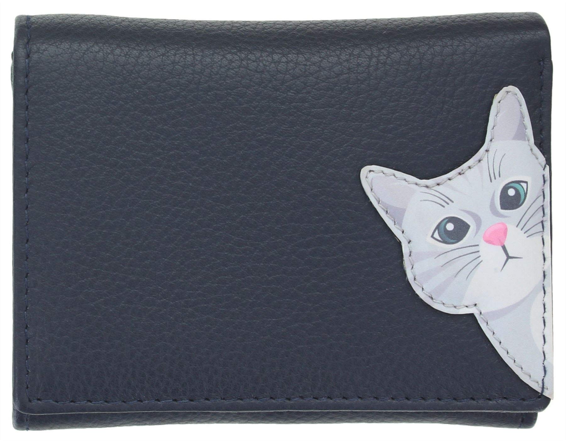 Mala Leather Cleo the Cat Collection Small Leather Purse RFID Blocking 3533_50 Navy