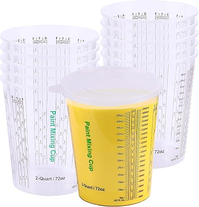 CANOPUS 72oz Paint Mixing Cups Set of 12 with 3 Lids – Clear Graduated Cups