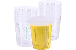 CANOPUS 72-oz Paint Mixing Cups, Pack of 12 Cups with 3 Lids, Reusable and Solvent-Resistant Clear Plastic Containers for Paint, Epoxy, Resin, Oil, and Thinner