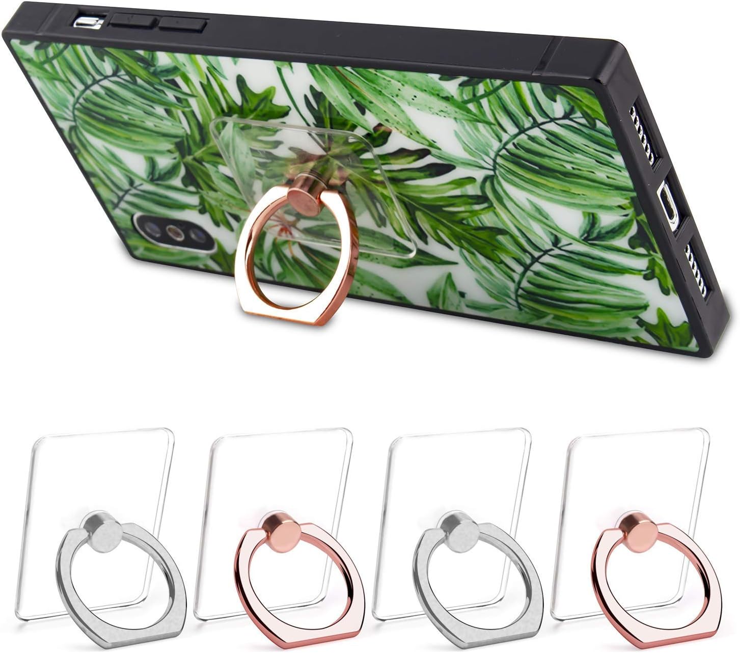 Cell Phone Ring Holder, 4-Pack Transparent 360 Degree Rotation Finger Ring Stand Holder Kickstand Compatible with Smartphones and Tablets