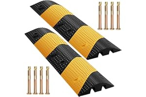 PALATALA 39.3" Speed Bumps for Road, 2 Pack Total 78.6'' Speed Bumps Heavy Duty, Rubber Speed Bumps for Driveway Rated 66000LBS Load Capacity, 8 Bolt Spikes Anchors Speed Humps for Asphalt Concrete Gravel