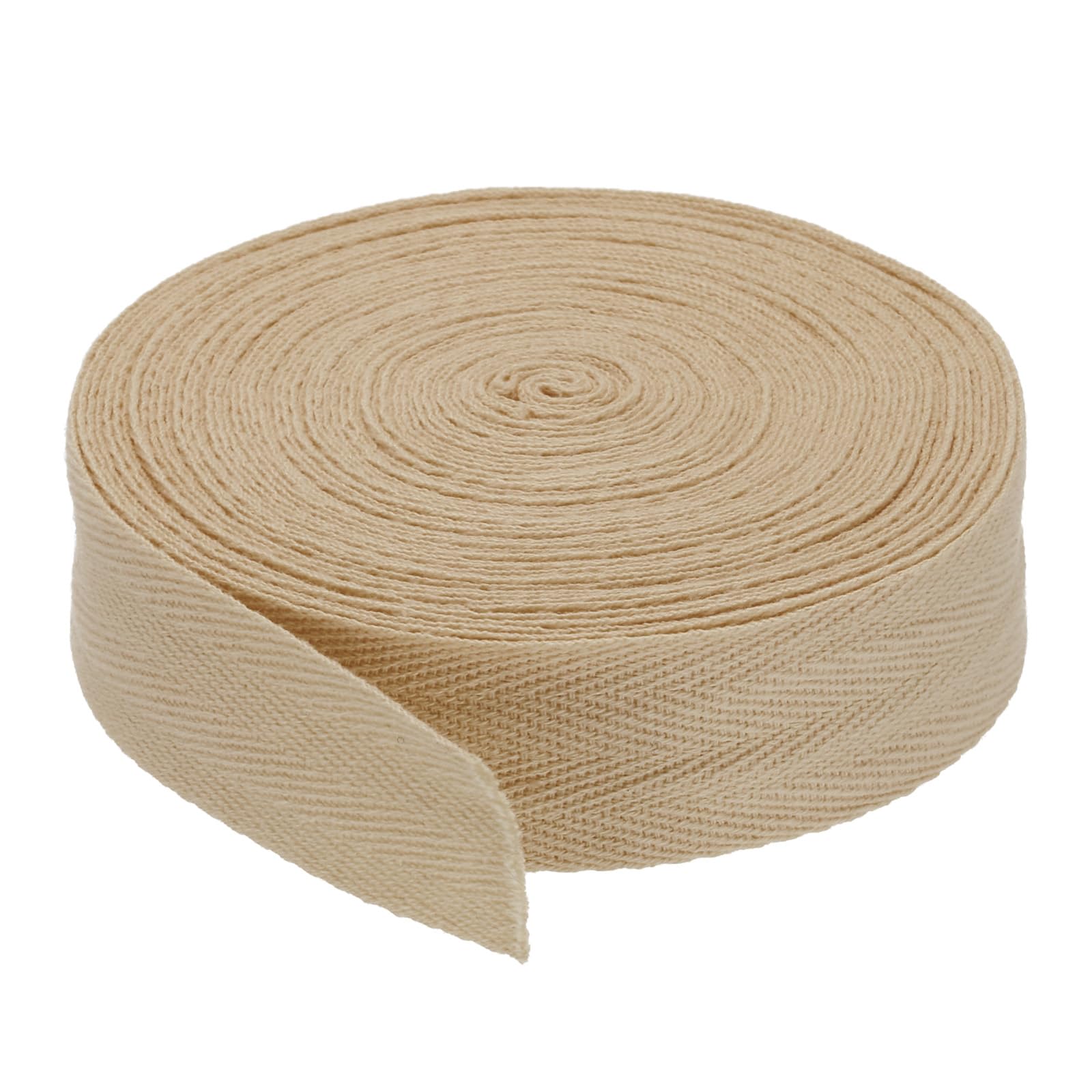 PATIKIL 1"/2.5cm Cotton Twill Tape 10 Yards Cotton Ribbon Bias Binding Tape Herringbone Webbing Trim for Sewing Gift Wrapping Craft DIY Light Brown
