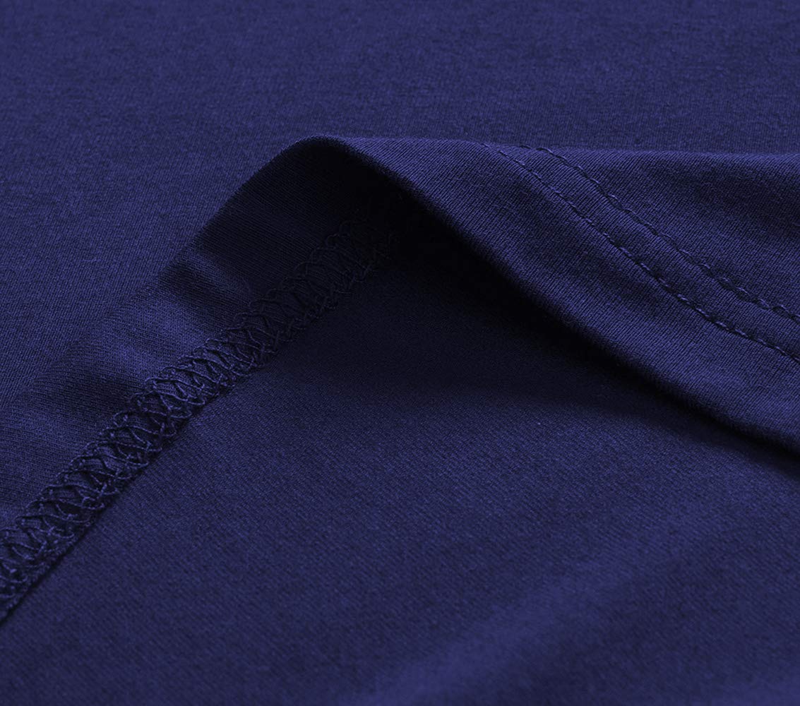 ChongErfei Women Solid Color Loose Fit Short Sleeve V Neck Lightweight Top Tee Navy Blue