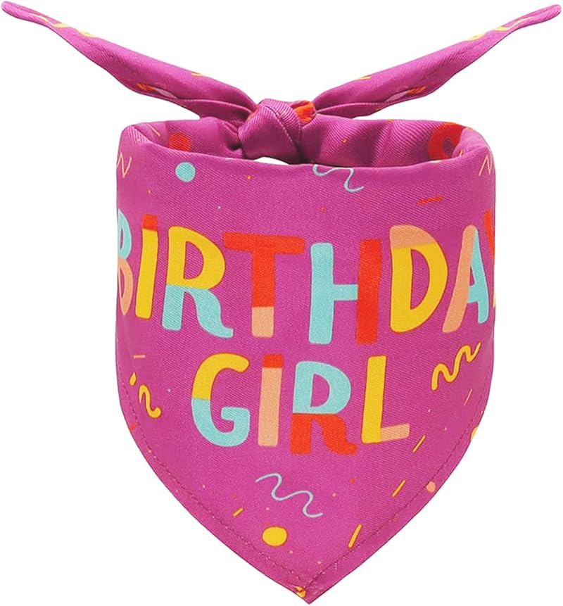 Pejlnd Dog Birthday Bandana Pink 79x32cm Large 5-25kg Birthday Party Scarf