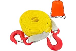 HENBOW Lift Sling Straps with Hooks,3" × 20' Recovery Strap with G80 Forged Hooks,13200Lbs Safety Work Load and 52800Lbs Breaking Load,Web Sling Strap for Hoist Car Tree Saver