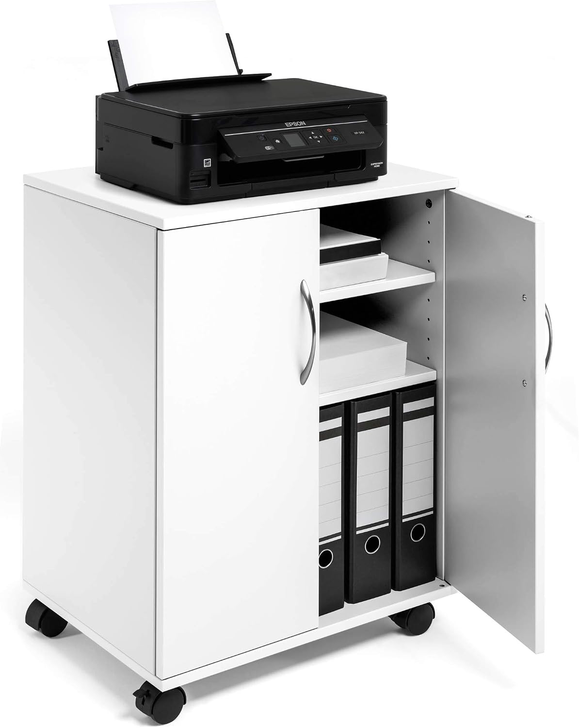 Durable Multi-Finctional Trolley with Closing Doors, White, 528 x 748 x 400 mm (B x H x T) - Image 5
