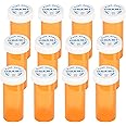 Plastic Medicine Pill Bottles with Child Resistant Caps - Push Down and Turn - Prescription Vial, Medicine Container, Pill Cases Dispenser Organizers (12pcs, 6 Dram)