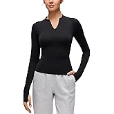 CRZ YOGA Softembrace Half Zip Long Sleeve Shirts for Women - Casual Going Out Tops Soft Quarter Zipper Tees with Thumb Holes