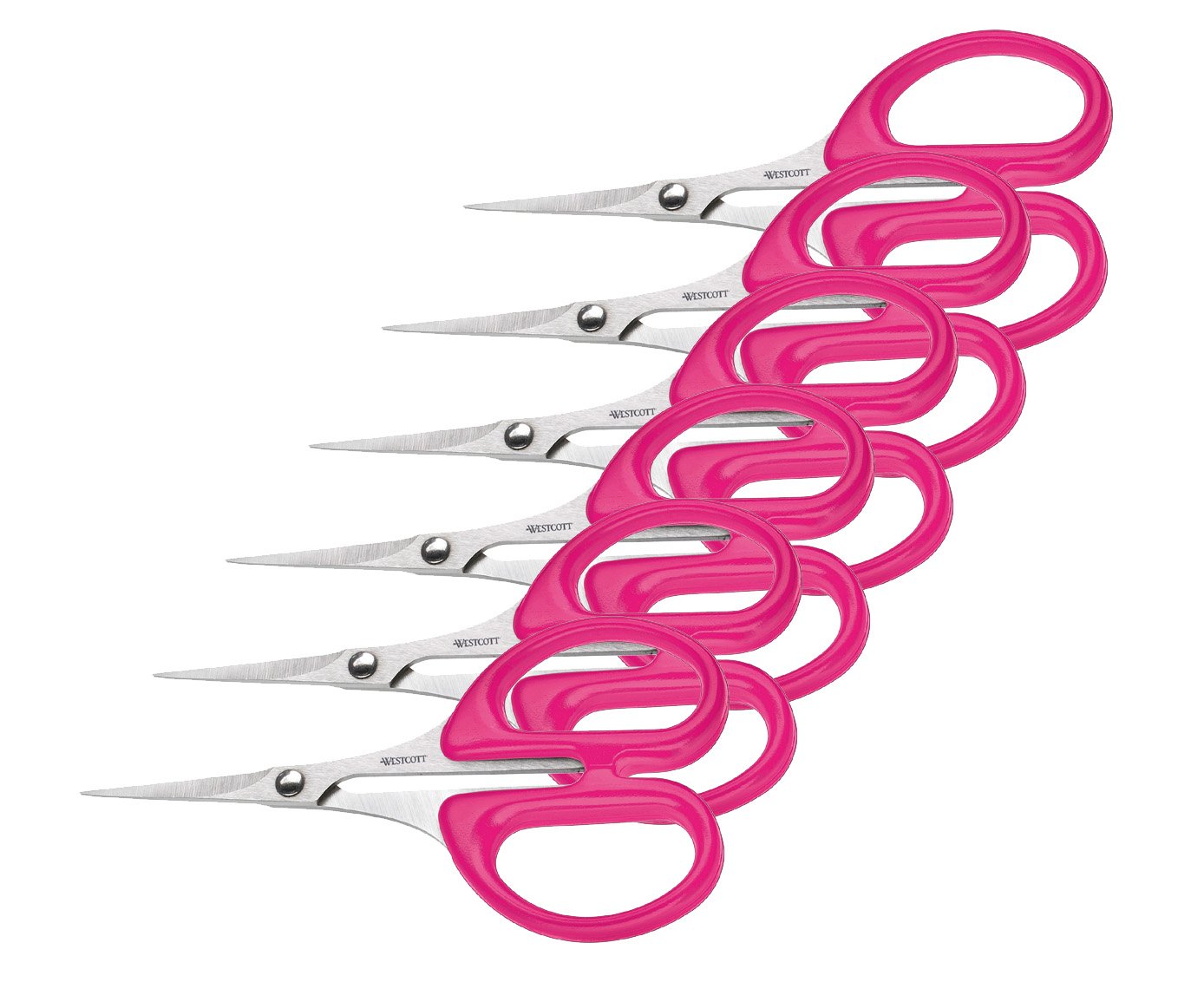 Westcott E-13101 00-I Office Scissors 10 cm with Stainless Steel Blades and Pink Plastic Handles Pack of 6