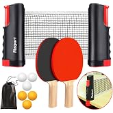 FBSPORT Ping Pong Paddle Set, Portable Table Tennis Set with Retractable Net,Rackets,Balls and Carry Bag for Indoor/Outdoor Games