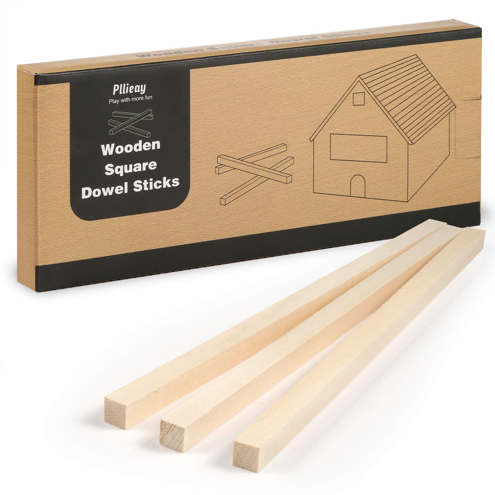 Pllieay 20Pcs 25 x 1cm Unfinished Wooden Square Dowel Sticks, Wood Sticks, Wood Carving Beginner kit for Craft DIY