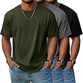 Evervibe 3 Pack Men's Big and Tall T-Shirts, Crew Neck Cotton Short Sleeve Tees Summer Side Slits Shirts Casual Basic Tops
